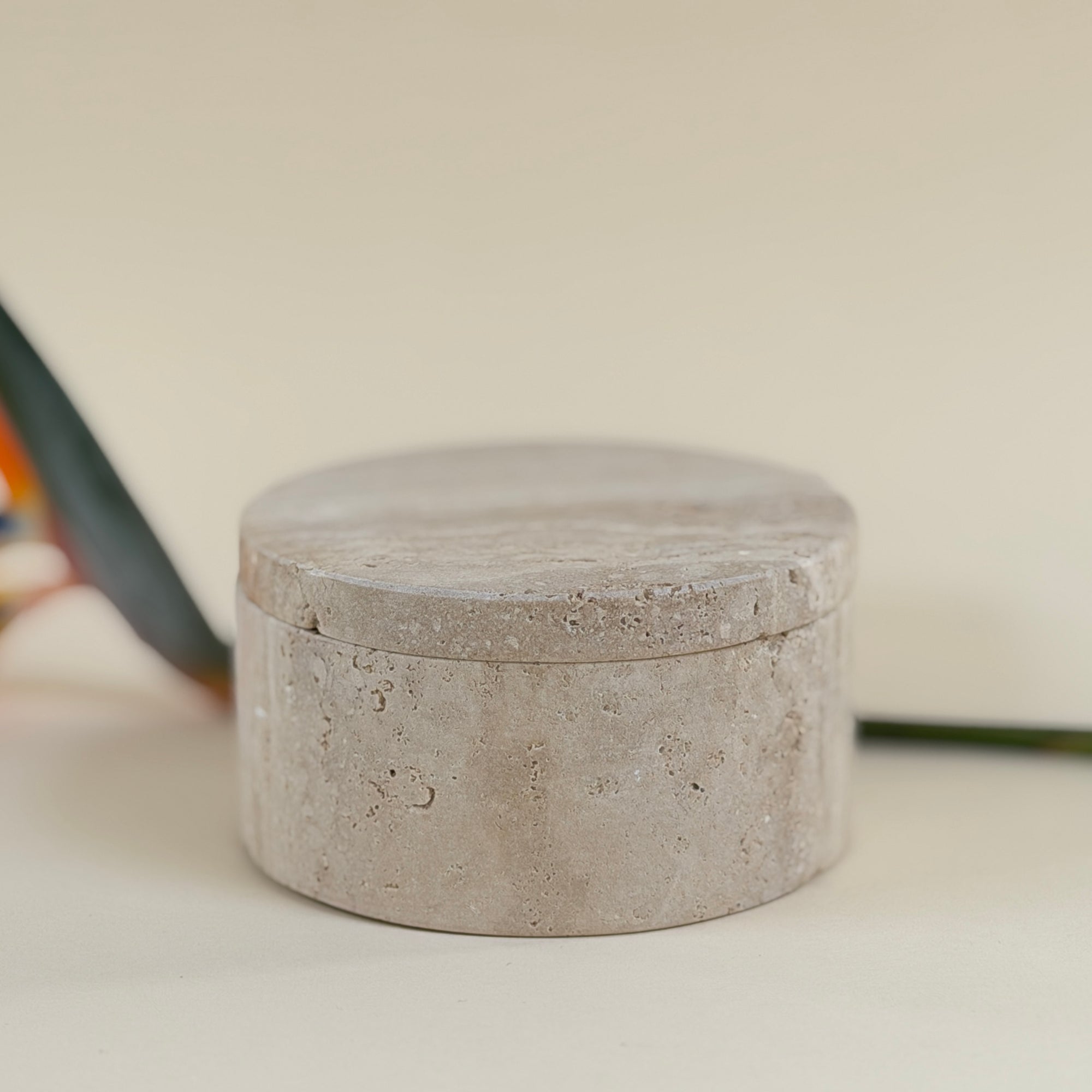 Beige Travertine 'Halo' Keepsake Object