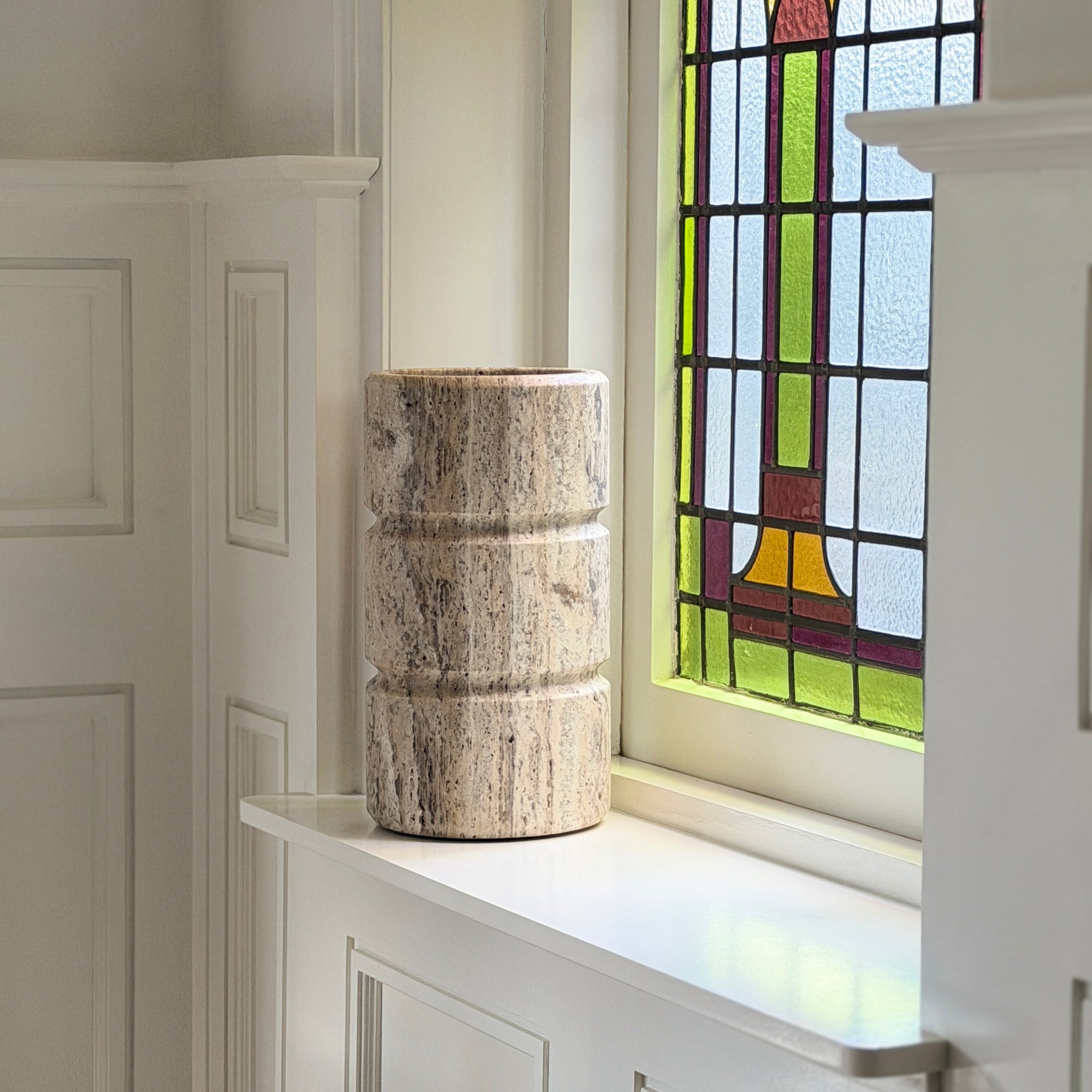 Silver Travertine Vase 'Don'