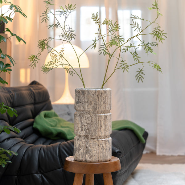 Silver Travertine Vase 'Don'