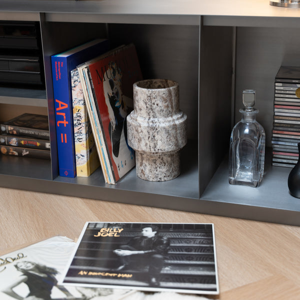 Silver Travertine Vase 'Column'
