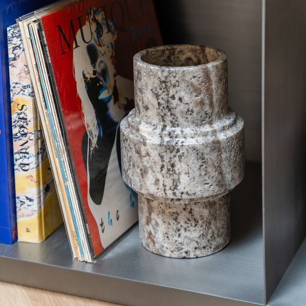 Silver Travertine Vase 'Column'