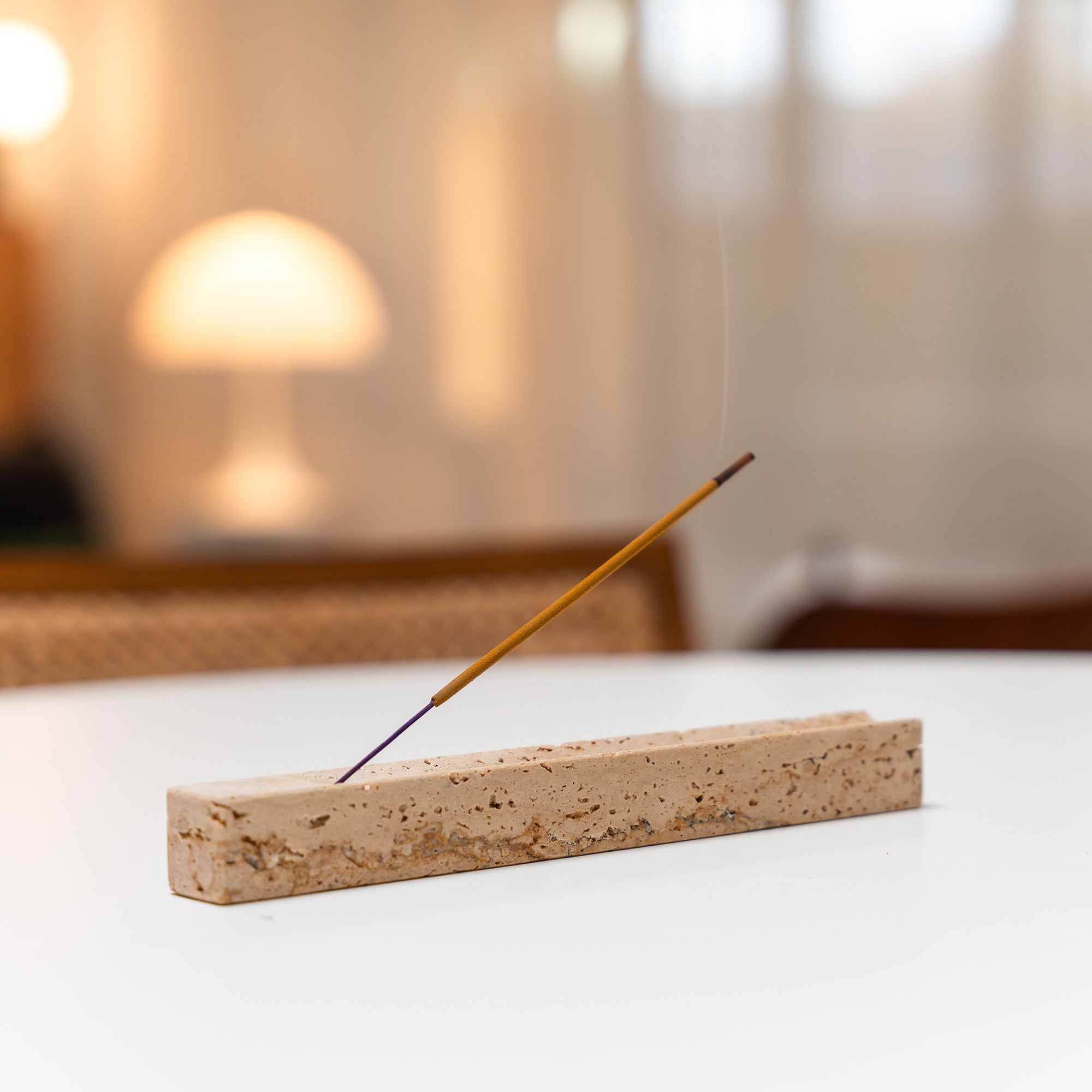 Beige Travertine Incense Holder
