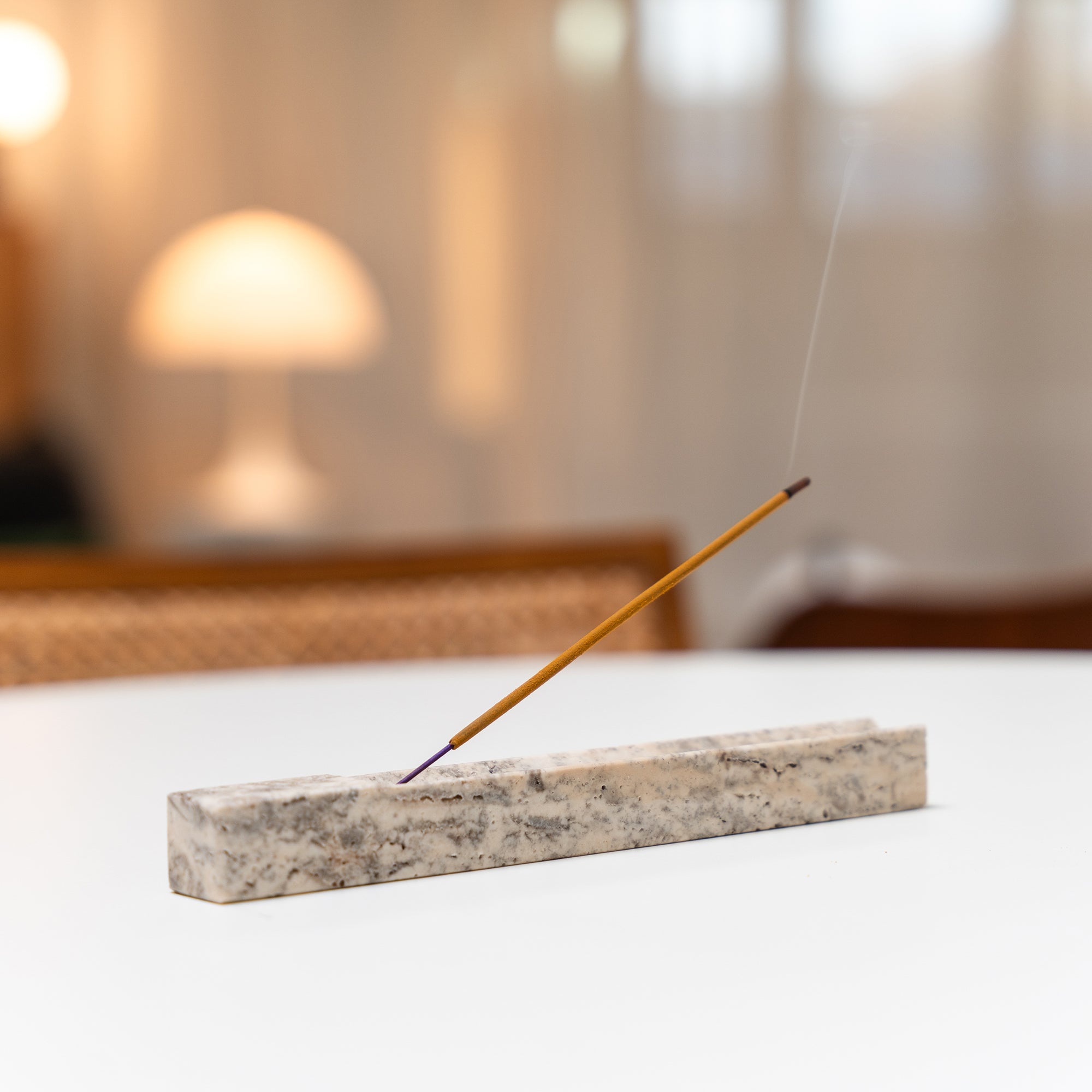 Silver Travertine Incense Holder