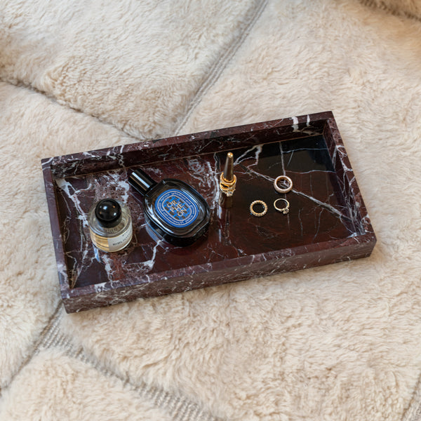Burgundy Marble Rectangular Tray