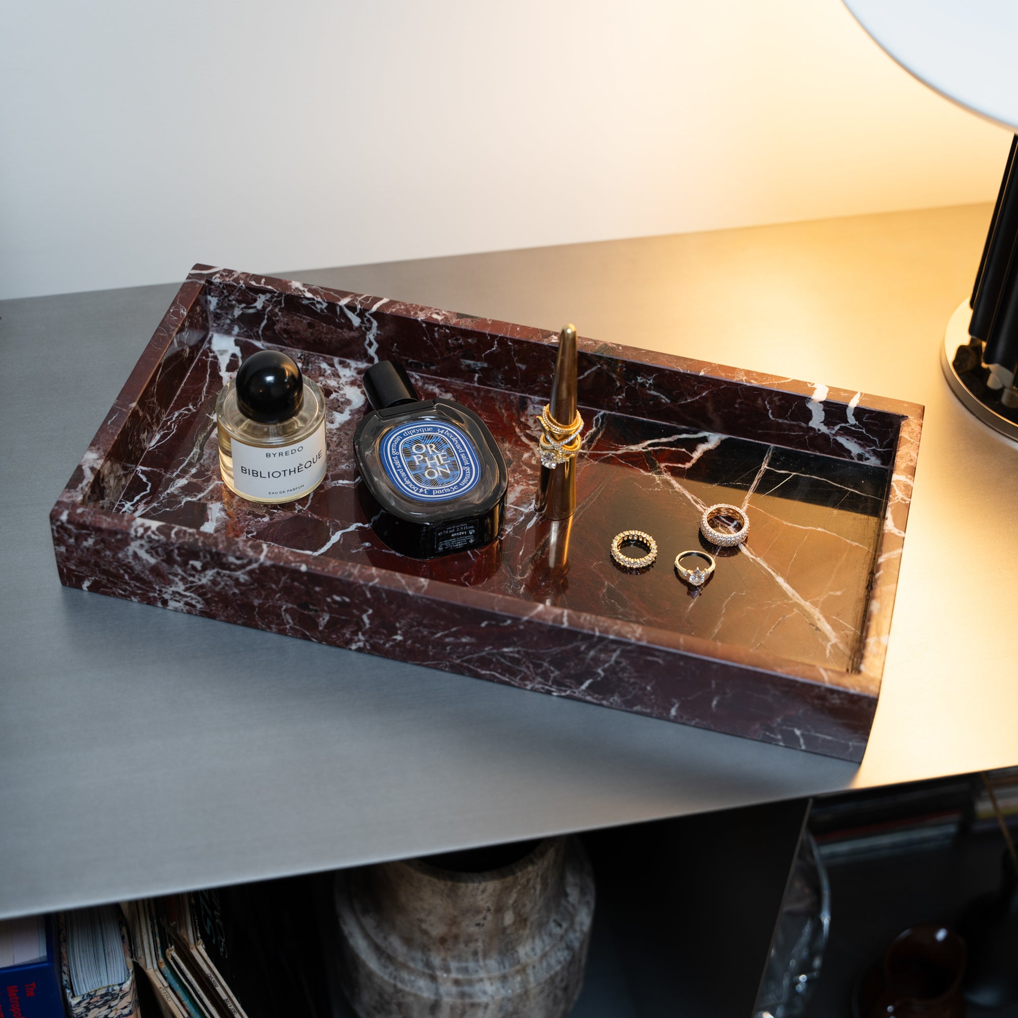 Burgundy Marble Rectangular Tray