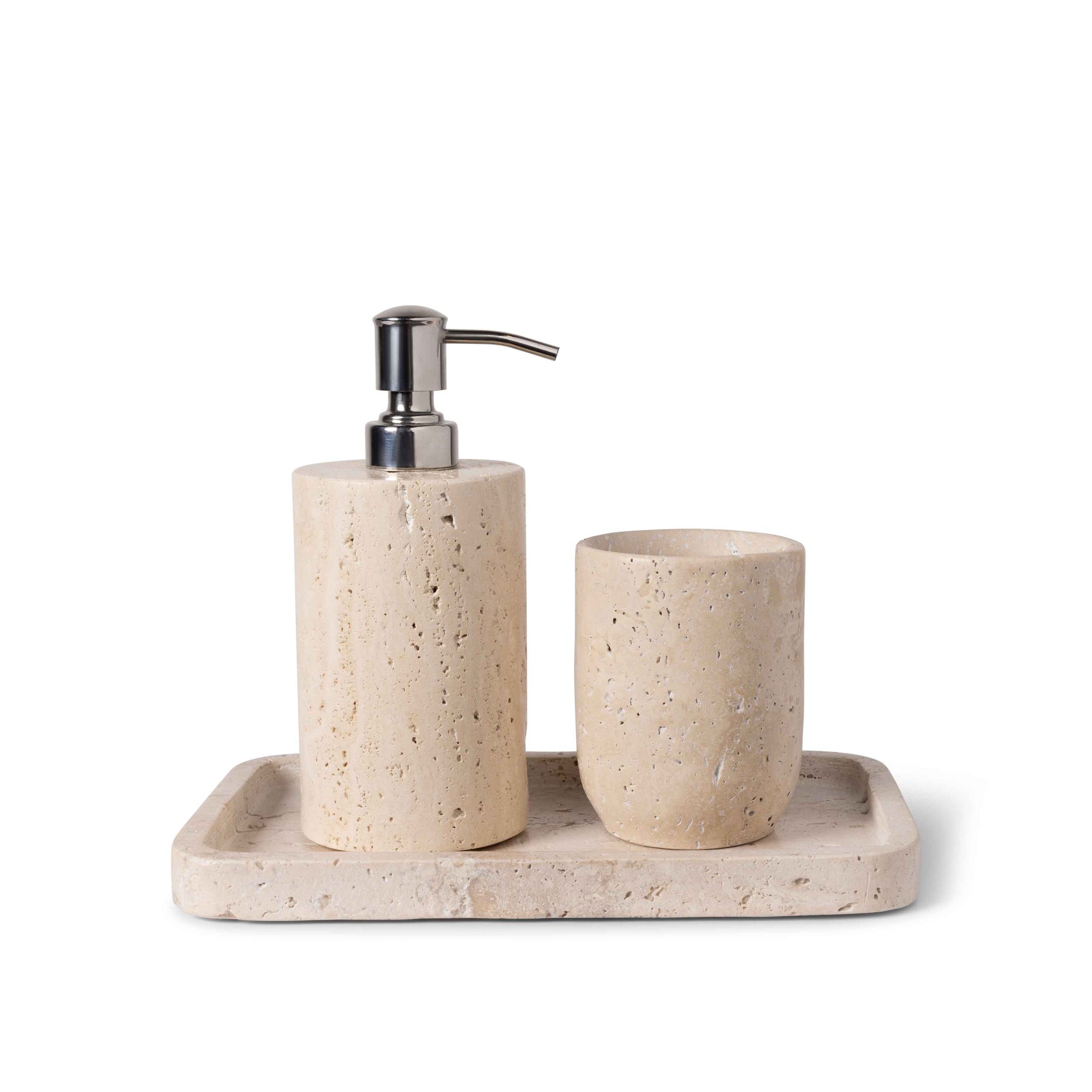 Beige Travertine 'Ritual' Tray