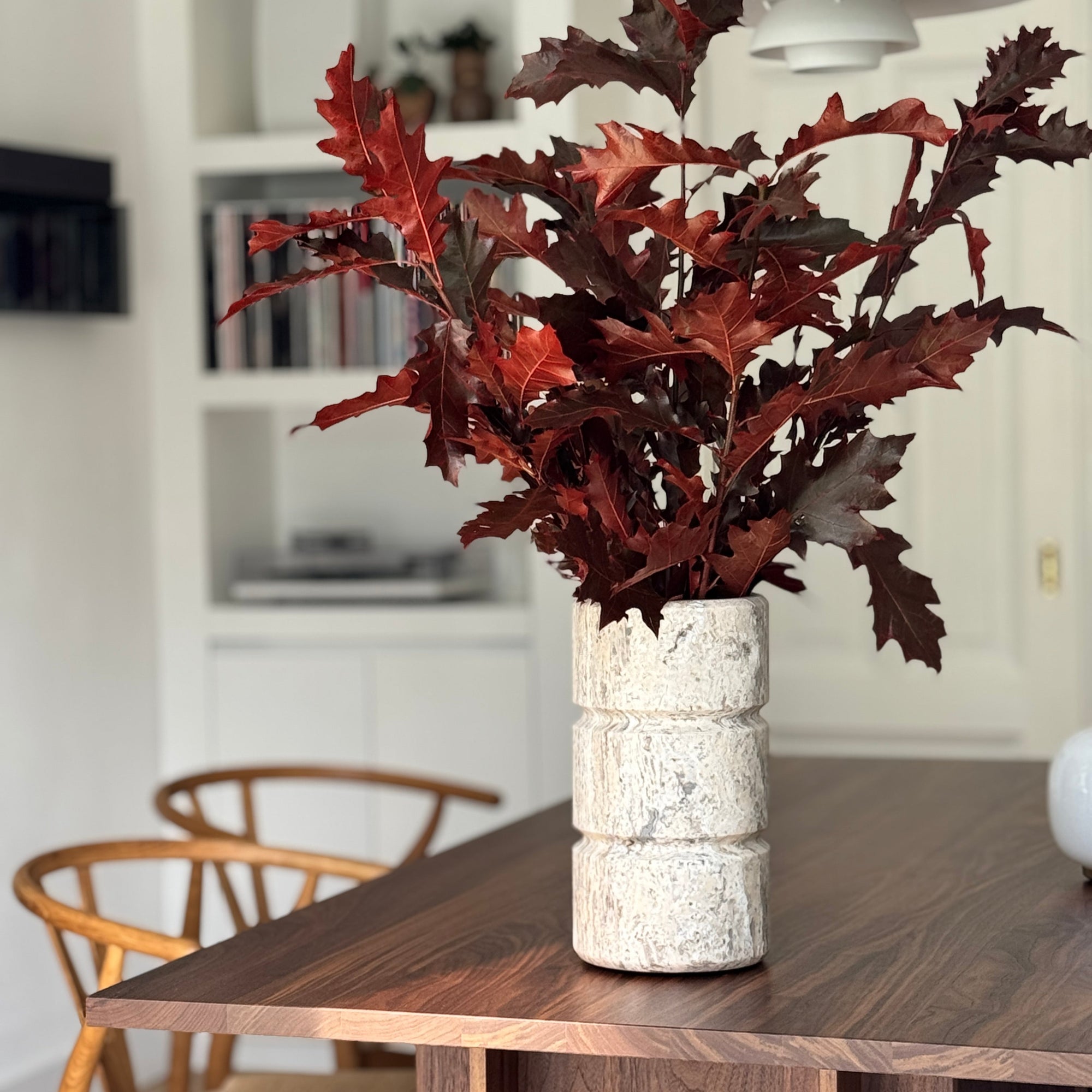 Silver Travertine Vase 'Don'