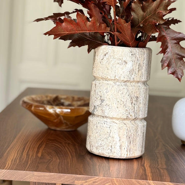 Silver Travertine Vase 'Don'