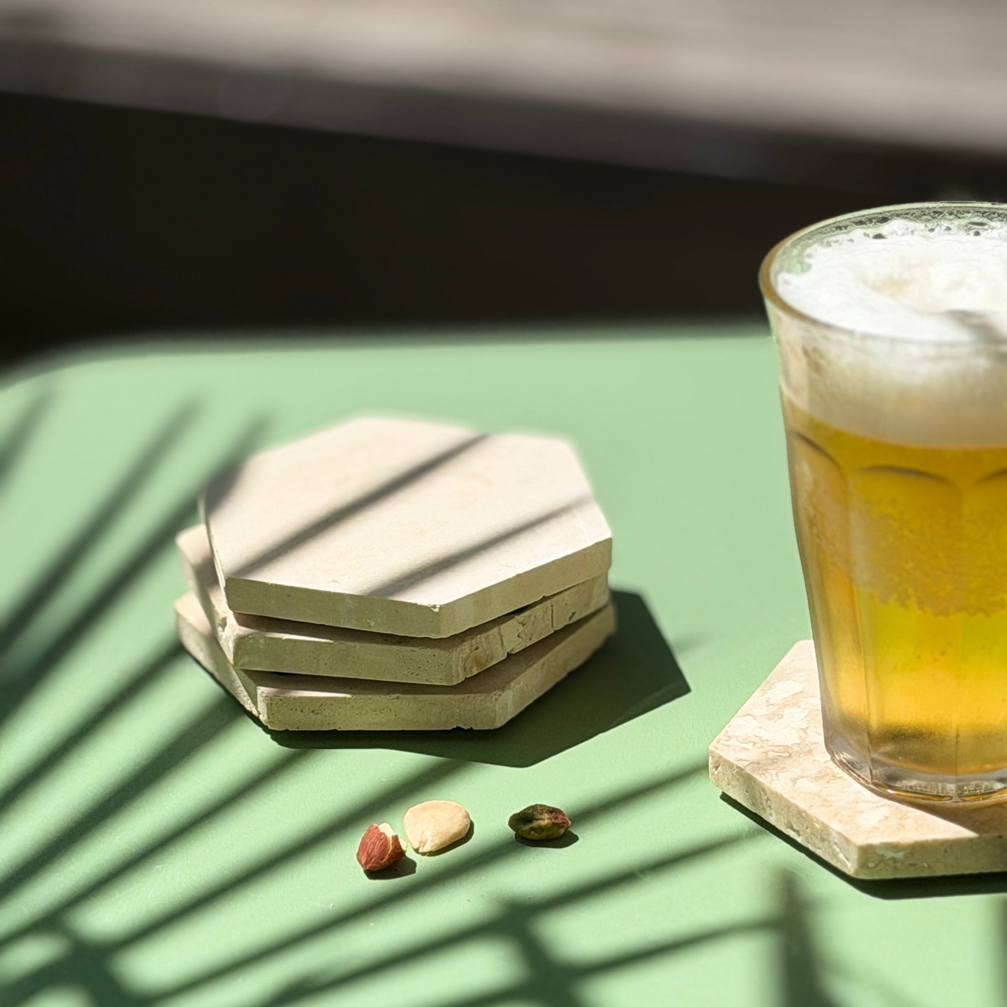 Travertine Hexagon Coasters