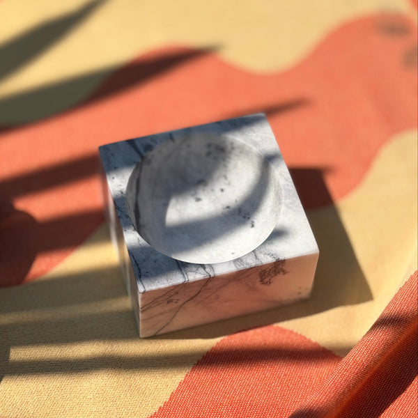 Bold White Marble Block Bowl