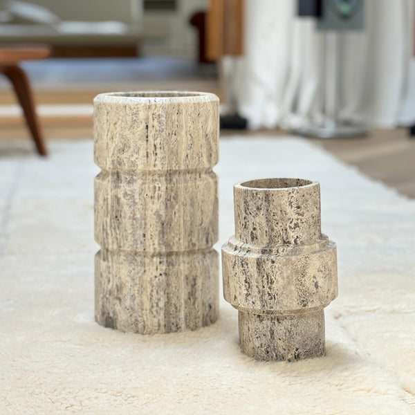 Silver Travertine Vase 'Don'