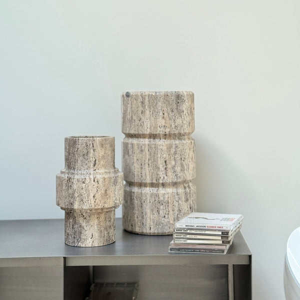 Silver Travertine Vase 'Don'