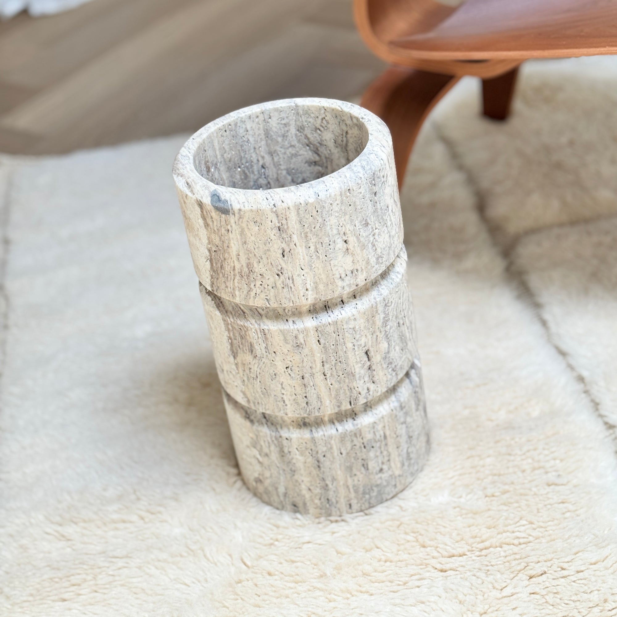 Silver Travertine Vase 'Don'