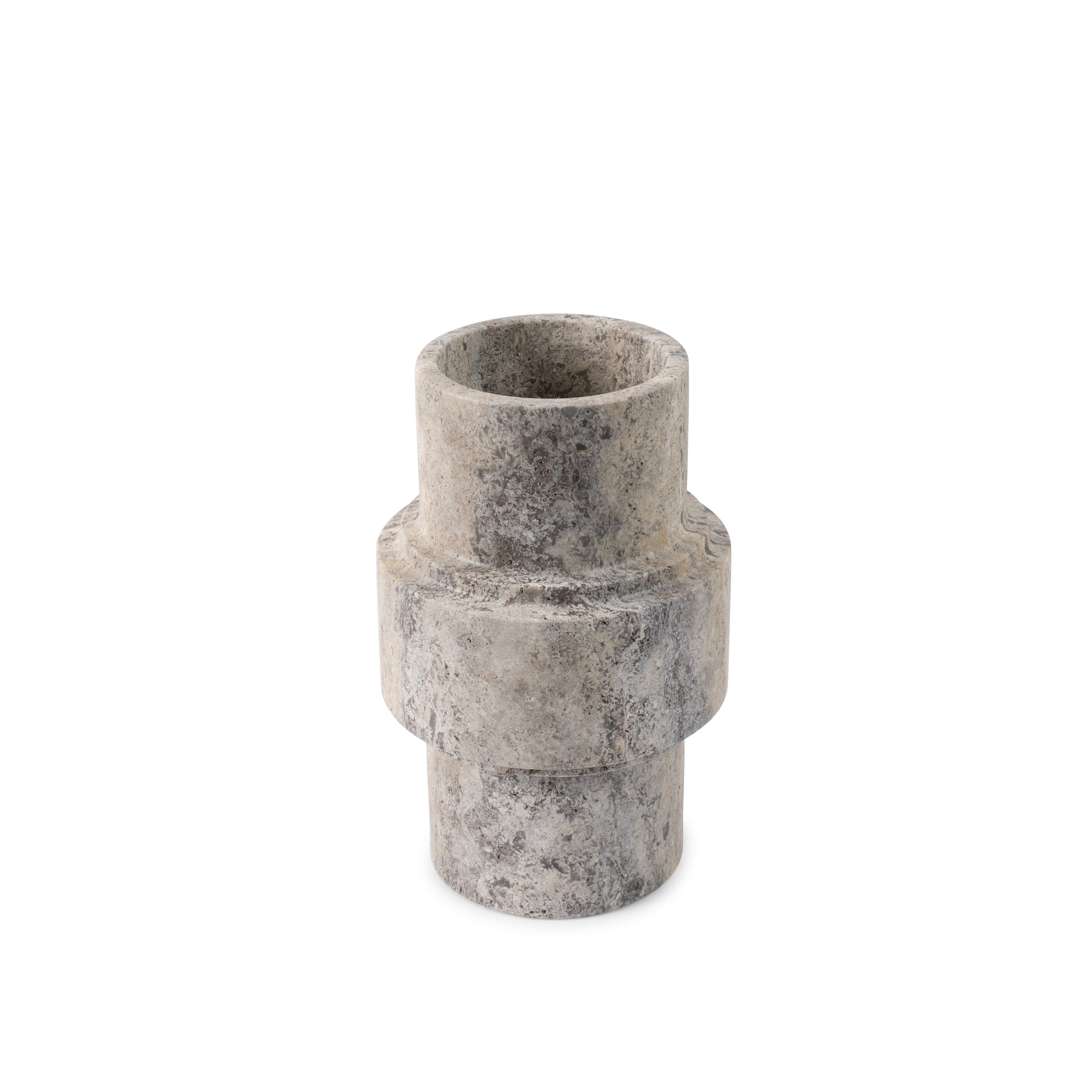 Silver Travertine Vase 'Column'