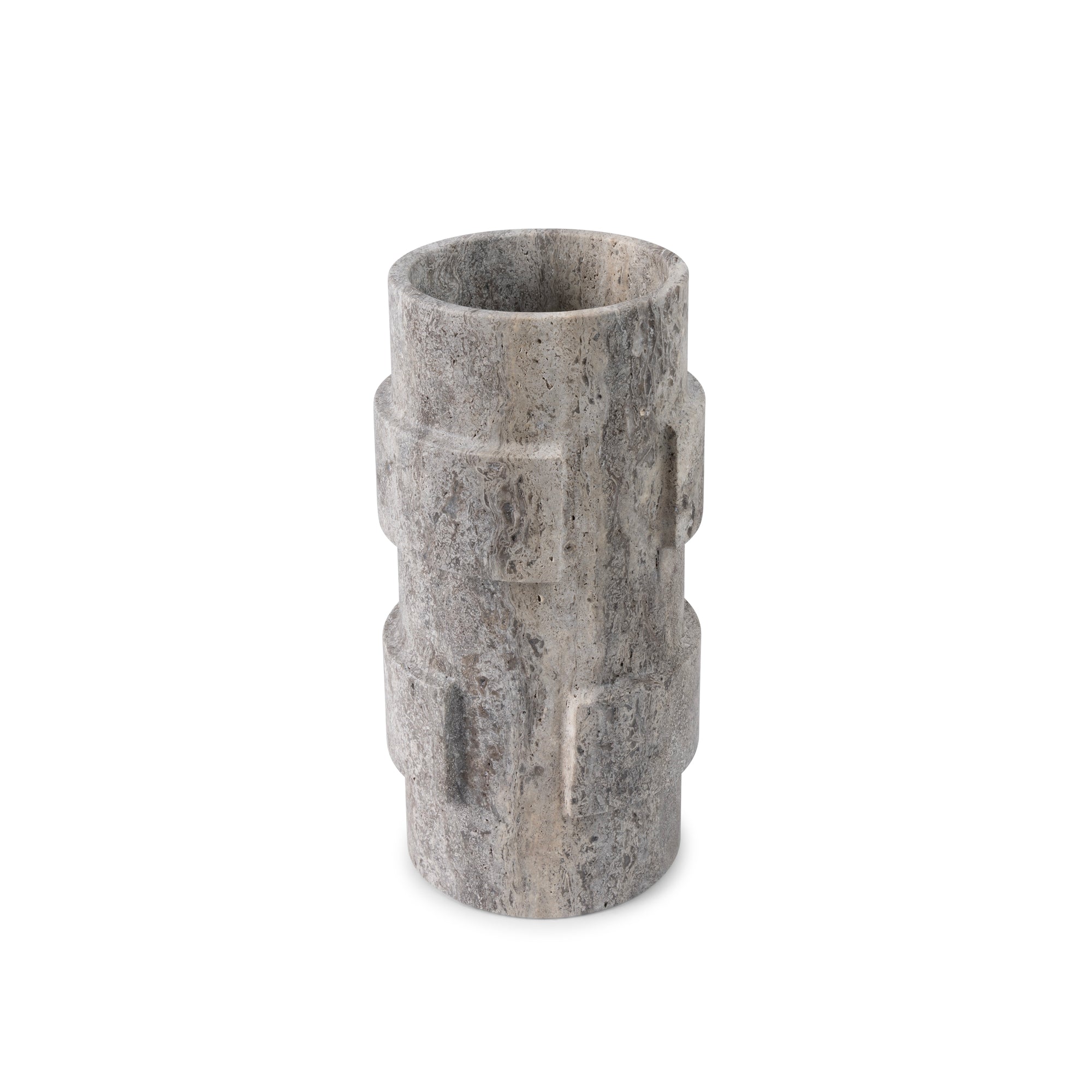 Silver Travertine Vase 'Vida'