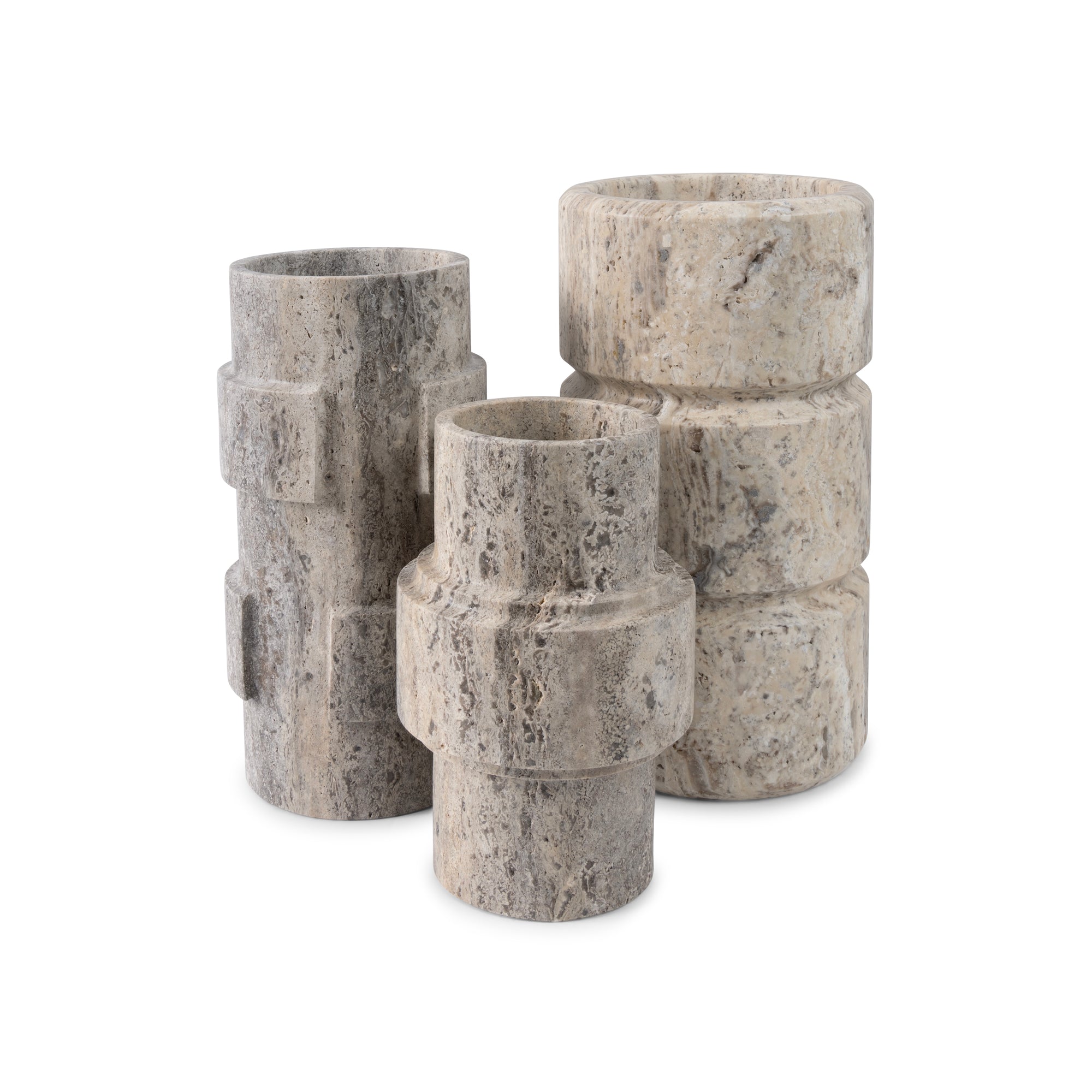 Silver Travertine Vase 'Don'