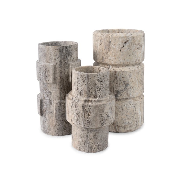Silver Travertine Vase 'Don'