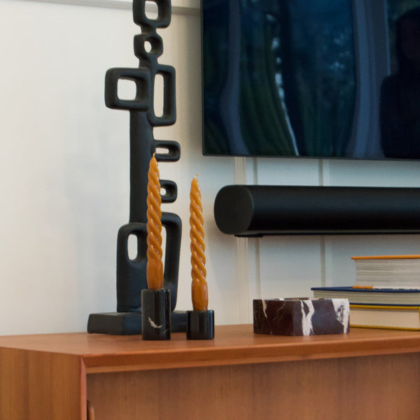 Stoned, not wasted: Black Marble Candle Holder L