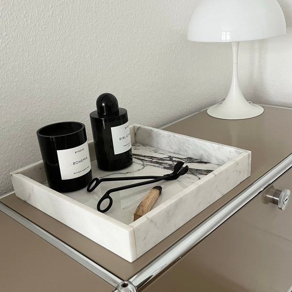 Bold White Marble Square Tray