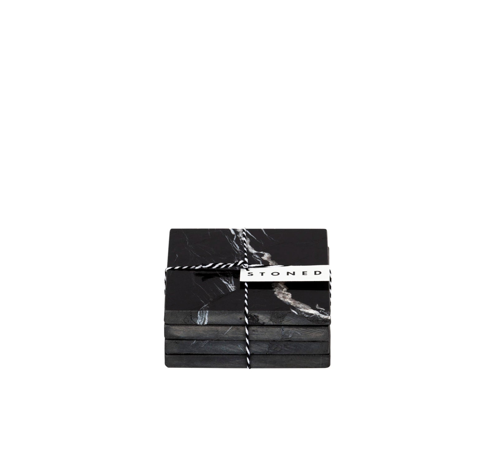 50462: Black Marble with Wood Square Coasters - Set of 4 – Jodhpuri Online