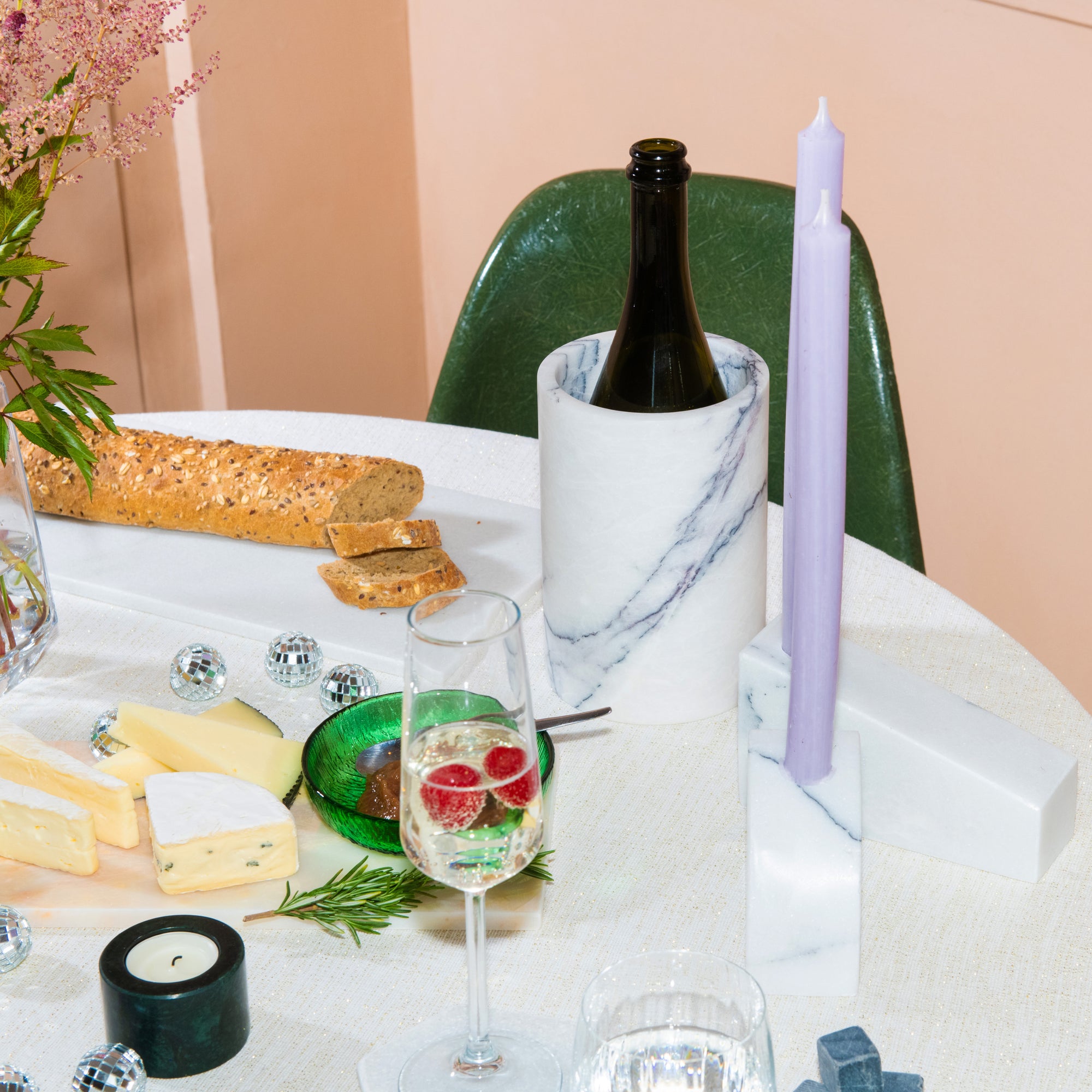 Bold White Marble Candle Holder 'Stellar'