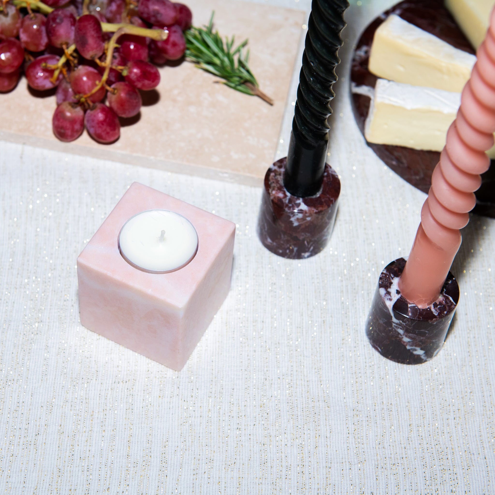 Burgundy Marble Candle Holder S