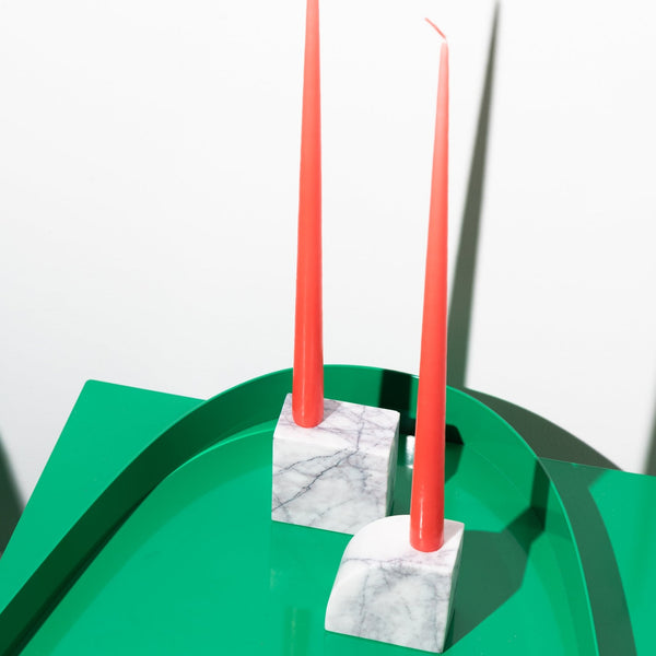 Stoned, not wasted: Bold White Marble Candle Holder 'Pixel'