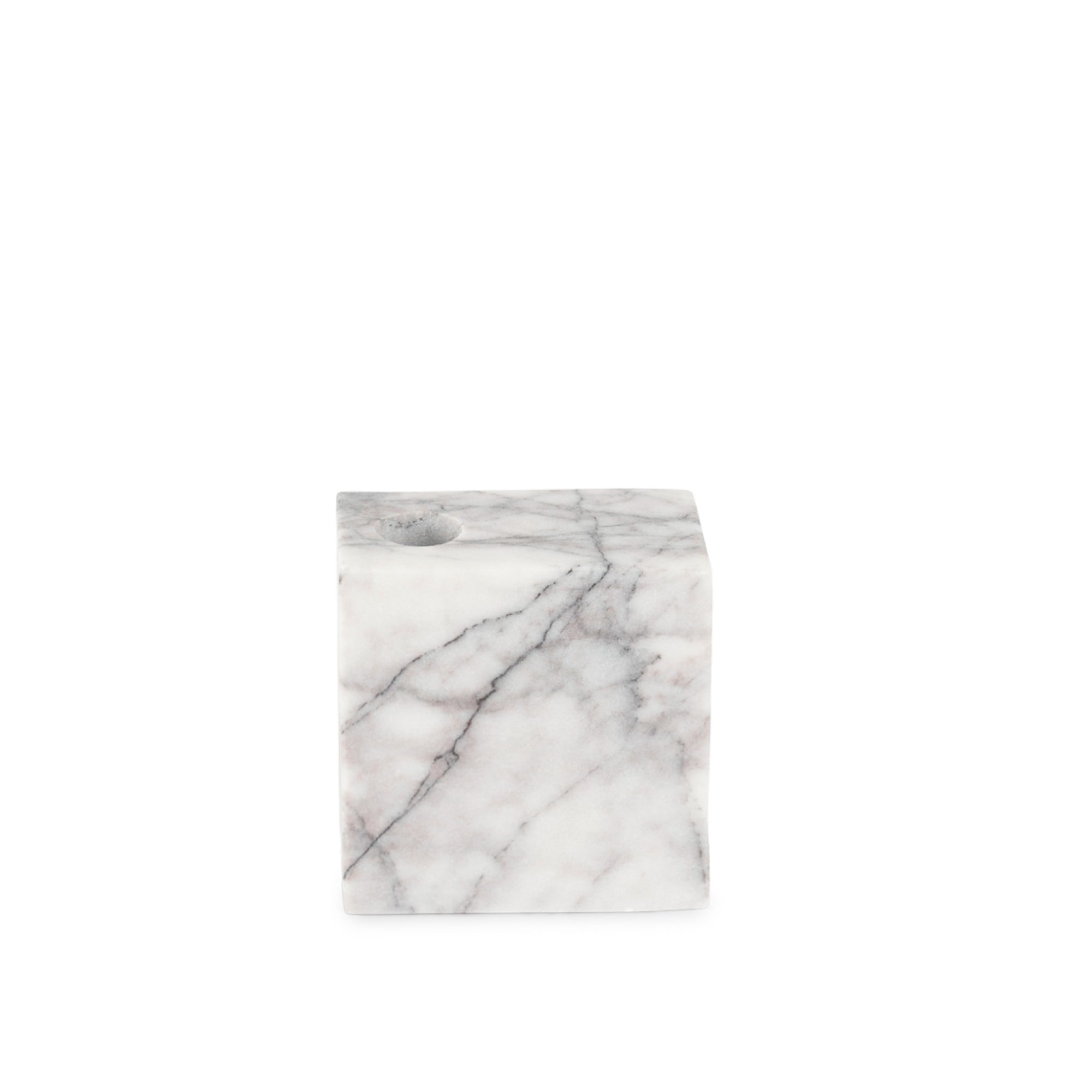 Stoned, not wasted: Bold White Marble Candle Holder 'Pixel'