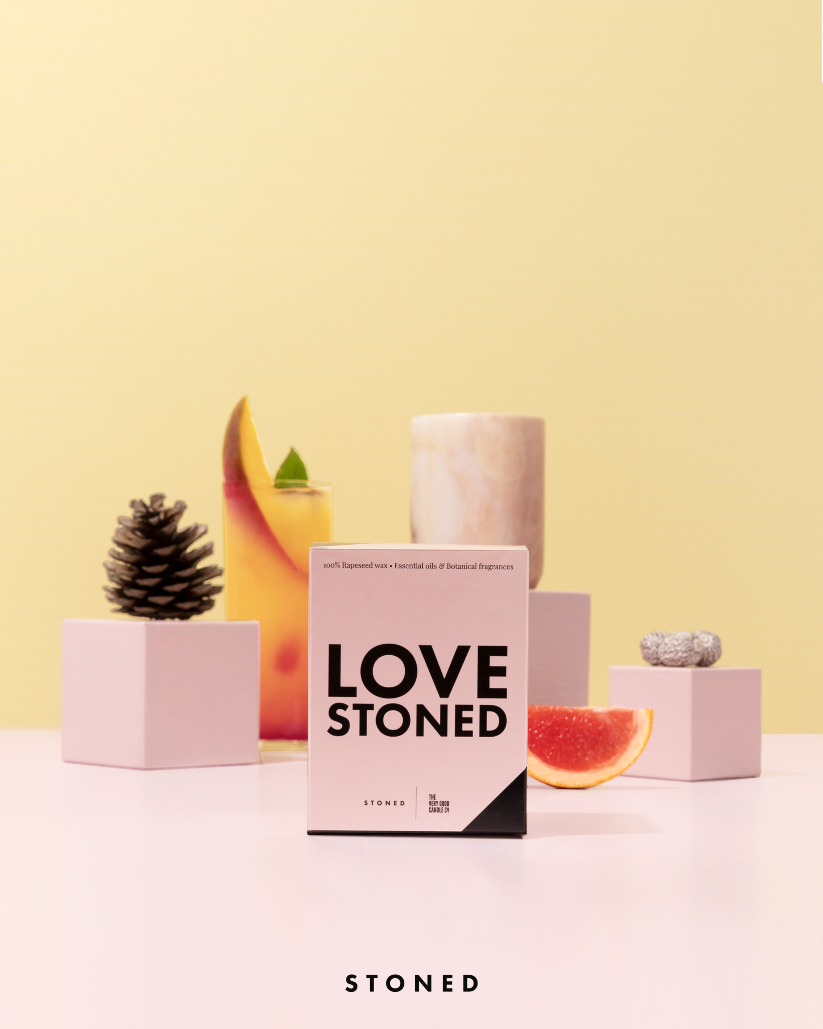 Pink Marble Scented Candle 'Lovestoned' M