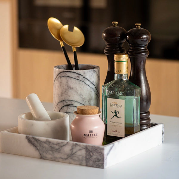 Bold White Marble Square Tray